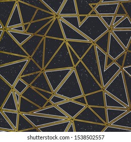 Gold color triangle seamless pattern with grunge effect.