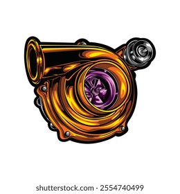 gold color turbo engine illustrator vector design