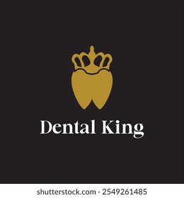 Gold color vector king crown tooth logo design