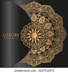 Vector de color dorado de lujosa atracción de ojos fondo de diseño mandala