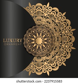 Gold color vector luxurious eye catching mandala design background