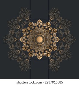 Gold color vector luxurious eye catching mandala design background