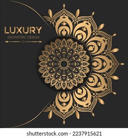 Gold color vector luxurious eye catching mandala design background