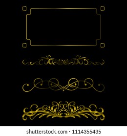 Gold color Vintage Decorations Elements and Frames