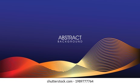 Partículas dinámicas de ondas de color dorado que fluyen sobre el color azul oscuro. Unas bonitas olas dan forma a unas líneas brillantes.