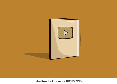 Gold Color You Tube Play Button Award Vector Illustration. Play Button Logo Symbol Icon.