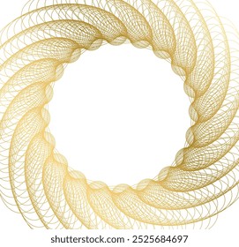 Elementos color.Design dourados. Onda de muitas linhas cintilantes. Forma ondulada de brilho de círculo abstrato em fundo branco isolado. Linha criativa. Ilustração vetorial EPS 10 art deco estilo para convite de casamento