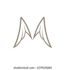 Gold colored angel wings template on white background. Luxury wings icon.