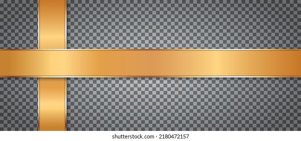 gold colored banners with gold frame on transparent background - vector design element