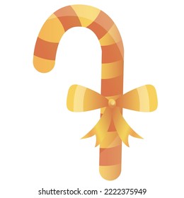 gold colored christmas candy cane vector image with white background
