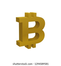 Gold colored crypto currency symbol on white background. Currency icon design.
