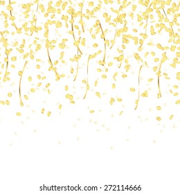 gold colored falling confetti seamless background for carnival party