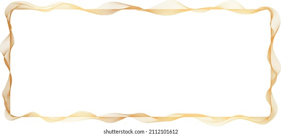 goldener Rahmen mit abstrakten Vektorwellenlinien auf weißem Hintergrund