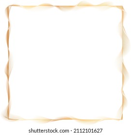 gold colored frame with abstract vector waves lines on white background