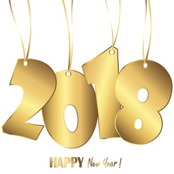 Gold Colored Hang Tag Numbers For New Year 2018