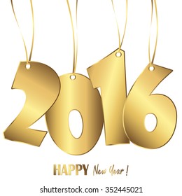 gold colored hang tag numbers for New Year 2016