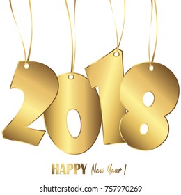 gold colored hang tag numbers for New Year 2018