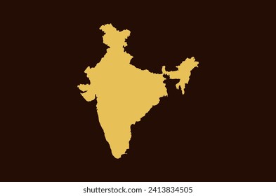 Diseño de mapas de color dorado aislado en el fondo marrón de Country India - ilustración vectorial