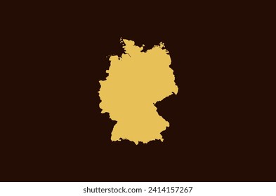 Diseño de mapas de color dorado aislado en el fondo marrón del País Alemania - ilustración vectorial