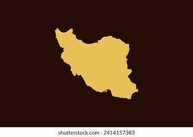 Gold colored map design isolated on brown background of Country Iran - vector illustration
