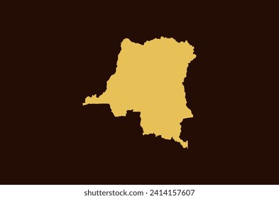 Gold colored map design isolated on brown background of Country DR Congo - vector illustration