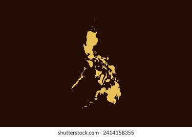 Gold colored map design isolated on brown background of Country Philippines - vector illustration
