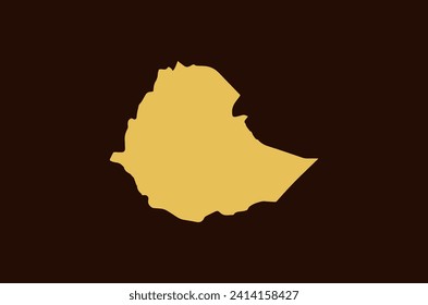 Diseño de mapas de color dorado aislado en el fondo marrón del país Etiopía - ilustración vectorial