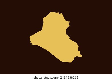 Gold colored map design isolated on brown background of Country Iraq - vector illustration