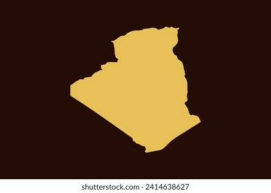 Gold colored map design isolated on brown background of Country Algeria - vector illustration