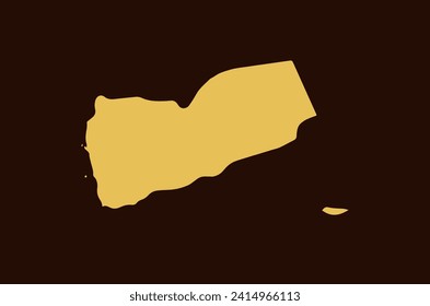 Diseño de mapas de color dorado aislado en el fondo marrón del país Yemen - ilustración vectorial