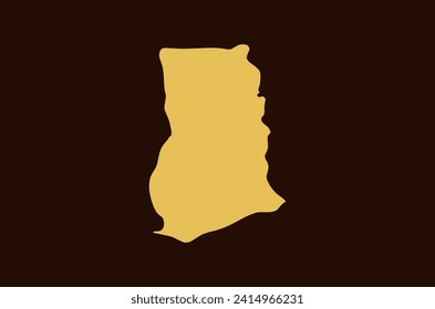 Gold colored map design isolated on brown background of Country Ghana - vector illustration