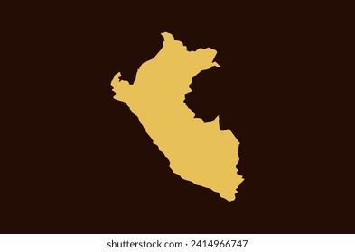 Gold colored map design isolated on brown background of Country Peru - vector illustration