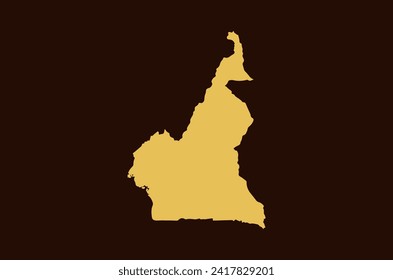 Gold colored map design isolated on brown background of Country Cameroon - vector illustration