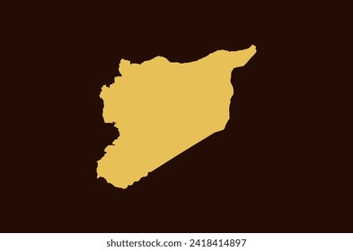 Diseño de mapas de color dorado aislado en el fondo marrón del País Siria - ilustración vectorial