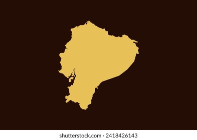 Diseño de mapas de color dorado aislado en fondo marrón País Ecuador - ilustración vectorial