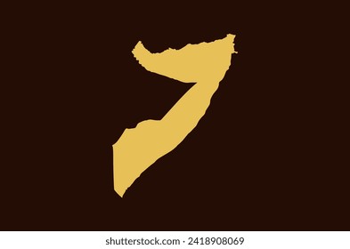 Gold colored map design isolated on brown background of Country Somalia - vector illustration
