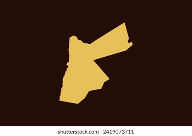 Gold colored map design isolated on brown background of Country Jordan - vector illustration