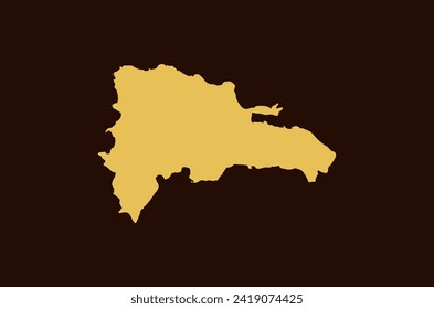 Gold colored map design isolated on brown background of Country Dominican Republic - vector illustration