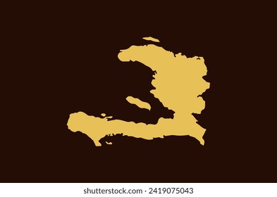 Gold colored map design isolated on brown background of Country Haiti - vector illustration