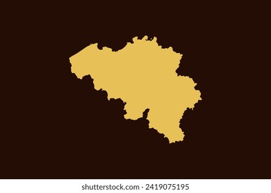 Gold colored map design isolated on brown background of Country Belgium - vector illustration