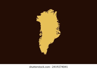 Diseño de mapas de color dorado aislado en fondo marrón de Country Greenland - ilustración vectorial