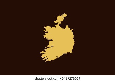 Gold colored map design isolated on brown background of Country Ireland - vector illustration