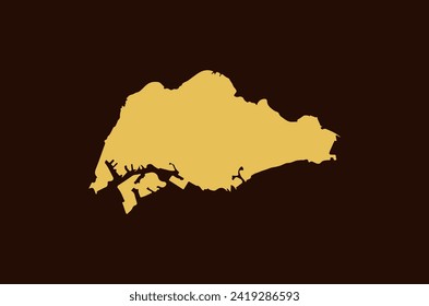 Gold colored map design isolated on brown background of Country Singapore - vector illustration