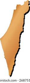 mapa de Israel de cor dourada com sombra