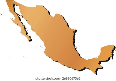 mapa dorado de México con sombra