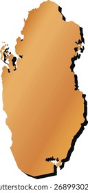 mapa de Catar com sombra, cor dourada
