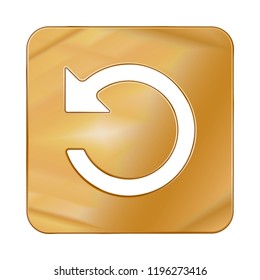 Gold Colored Metal Chrome web icon arrow refresh. Vector illustration. Interface, multimedia icon.