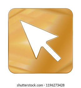 Gold Colored Metal Chrome web icon arrow cursor. Vector illustration. Interface, multimedia icon.