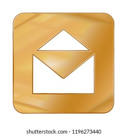 Gold Colored Metal Chrome web icon message. Vector illustration. Interface, multimedia icon.