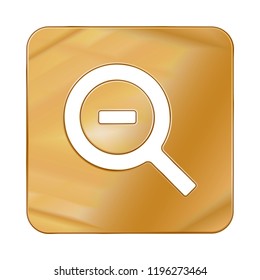 Gold Colored Metal Chrome web icon zoom out. Vector illustration. Interface, multimedia icon.